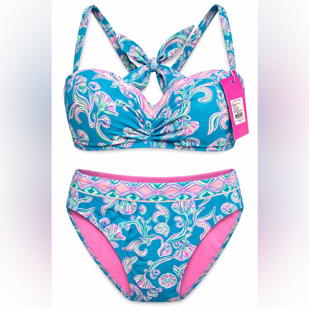 Lilly Pulitzer Two-Piece Bikini Top And Bottom Women  Size 16 NWT TURQUOISE Teal